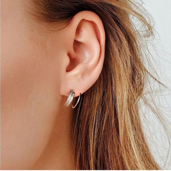 Gold 14k Gold Plated Spiral Cubic Zirconia Earrings - Picture 3 of 3